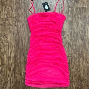 Hot Pink Ruched Dress